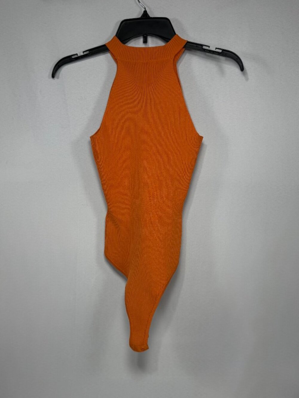 Happily Grey Burnt Orange Ribbed Halter Mock Neck Bodysuit Size S Small - Picture 3 of 9